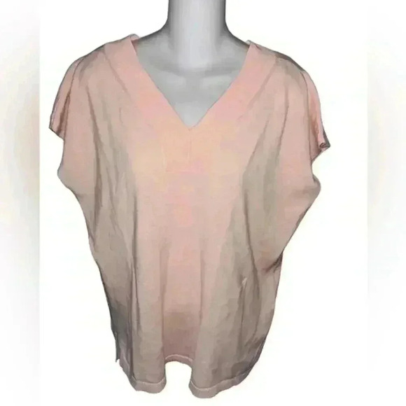 Talbots Light Pink cotton Short Sleve Sweater Top, XL Petite‎ - Picture 1 of 5